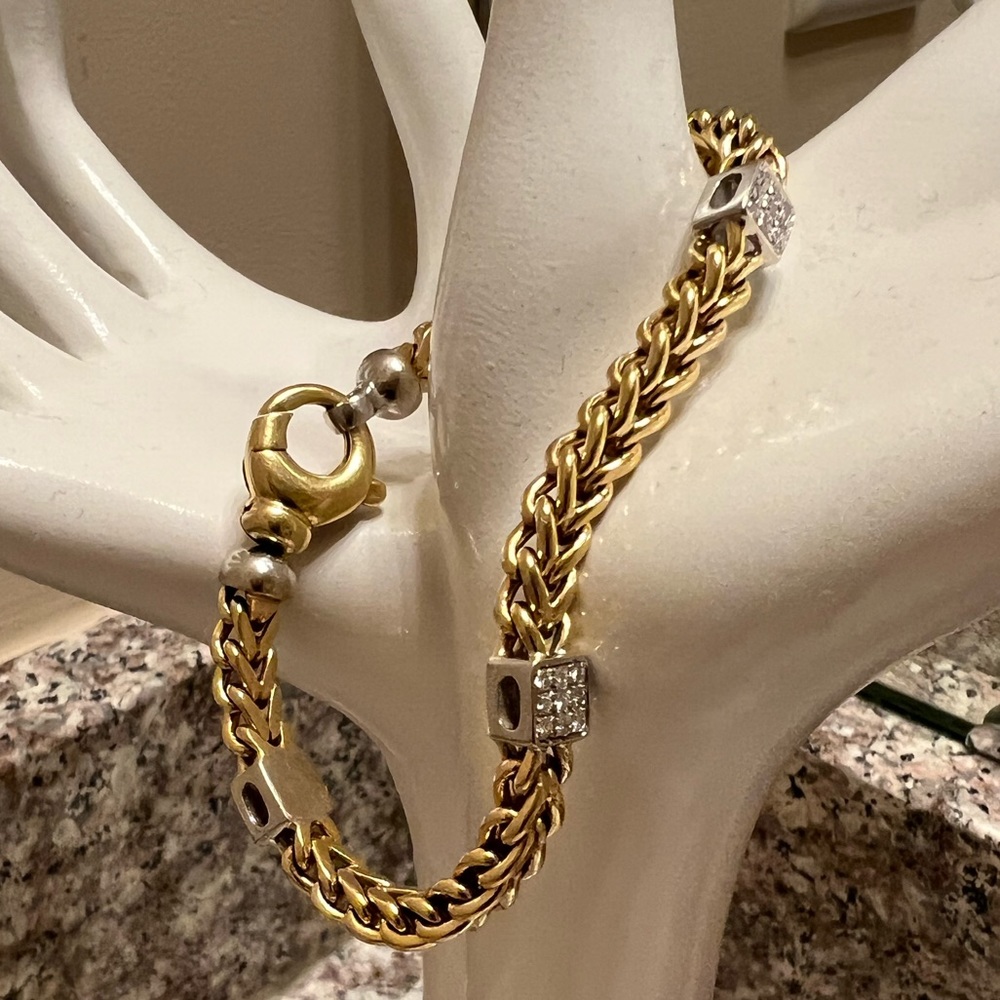 18k diamond link bracelet yellow & white gold